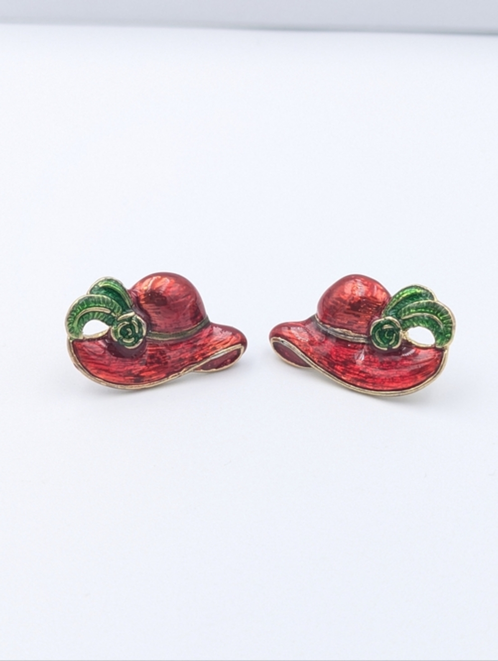 Red Hat Society enamel stud earrings
